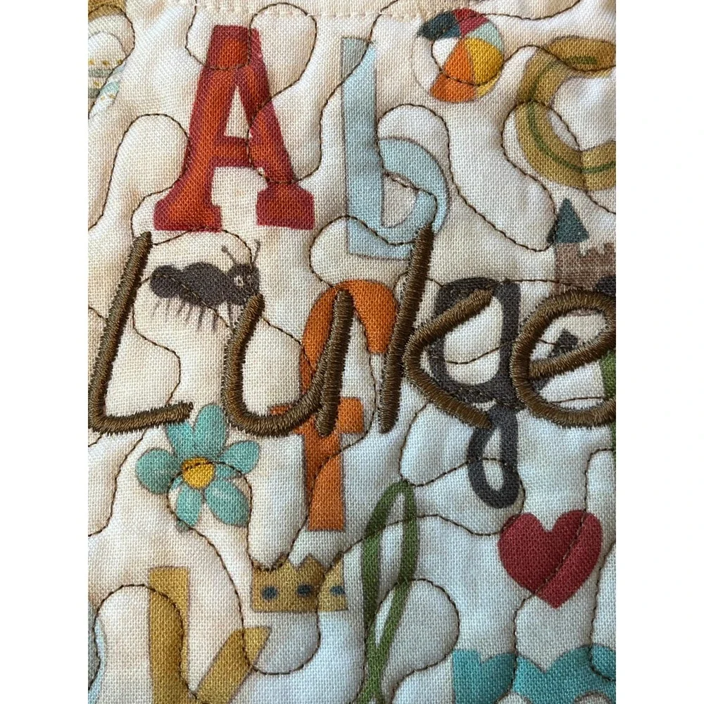 Handmade Quilted Alphabet Animal Baby Bib Personalized Luke Snap Closure Boys‎